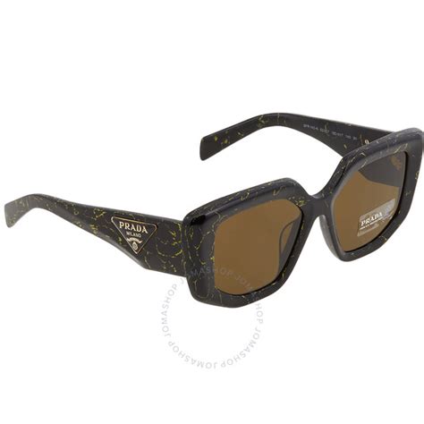 Prada Dark Brown Irregular Ladies Sunglasses PR 14ZSF 